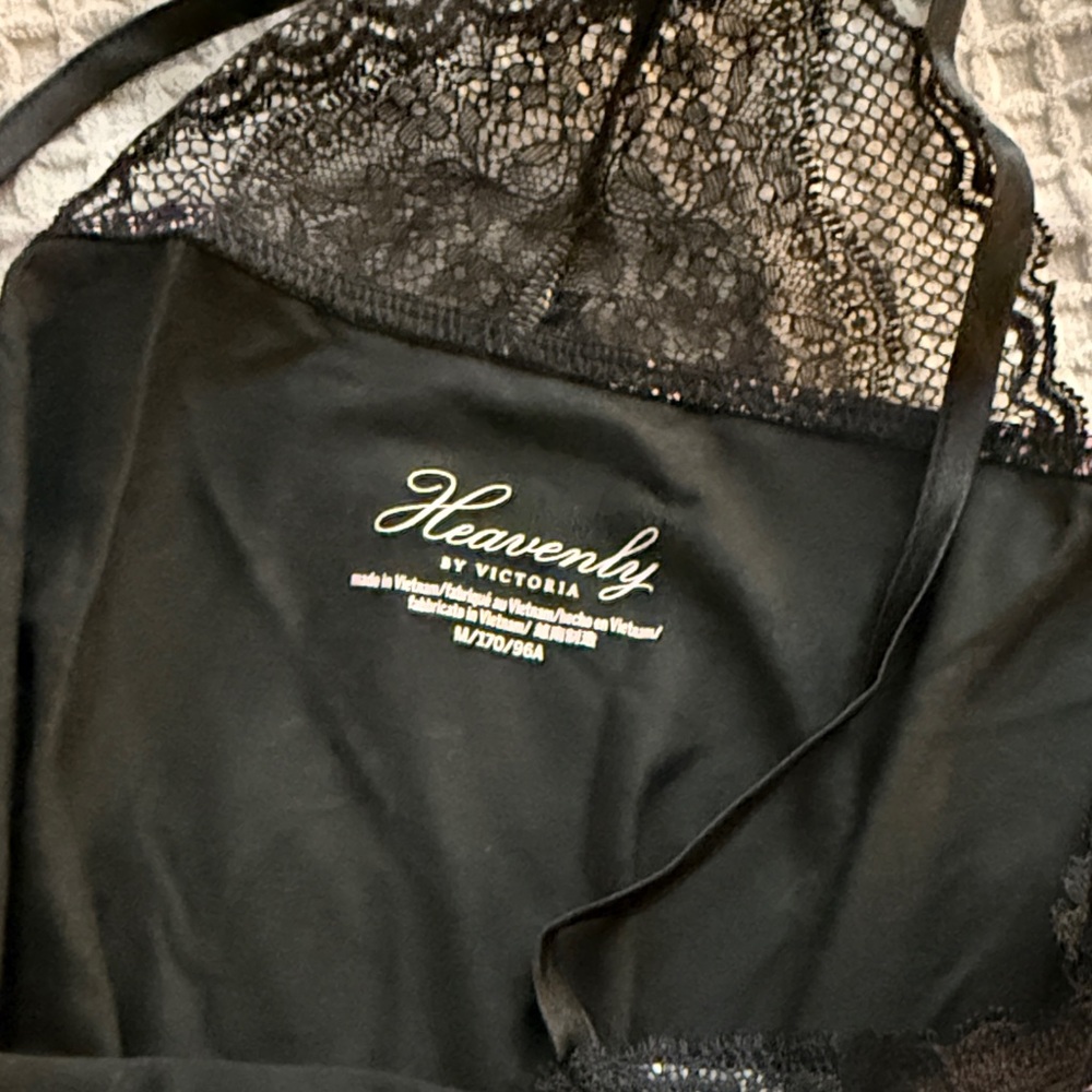 Heavenly by Victoria’s Secret Black Slip Dress with Pink Bow Pattern - NWOT - M - Picture 5 of 8